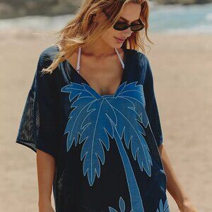 Celandine Anthropologie Mesh Embroidered Mini Dress Beach cover-up XS S NWT